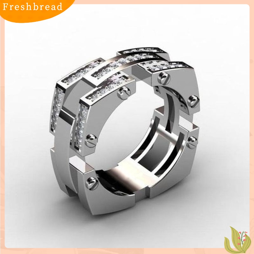 &lt; Freshbread &gt; Fashion Unisex Mekanik Sekrup Berlian Imitasi Bertatahkan Jari Cincin Perhiasan Pesta