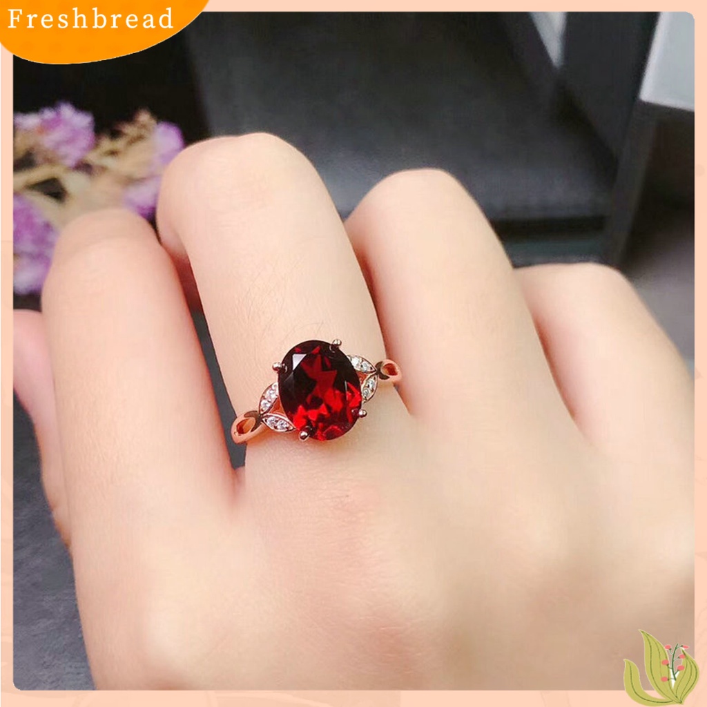 &lt; Freshbread &gt; Cincin Jari Geometris Perhiasan Imitasi Garnet Pembukaan Adjustable Sparkling Ring Untuk Pakaian Sehari-Hari