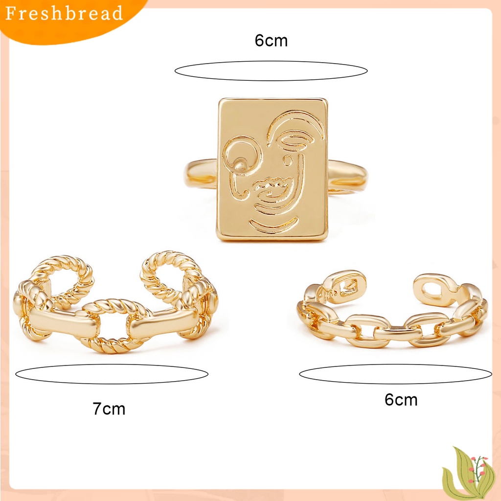 &lt; Freshbread &gt; 3Pcs Cincin Wanita Indah Tahan Aus Alloy Mid Finger Stackable Rings Untuk Pesta