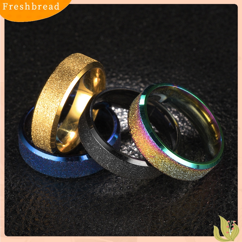 &lt; Freshbread &gt; Double Beveled Edge Frosted Finger Ring Pesta Wanita Pria Pasangan Perhiasan Hadiah