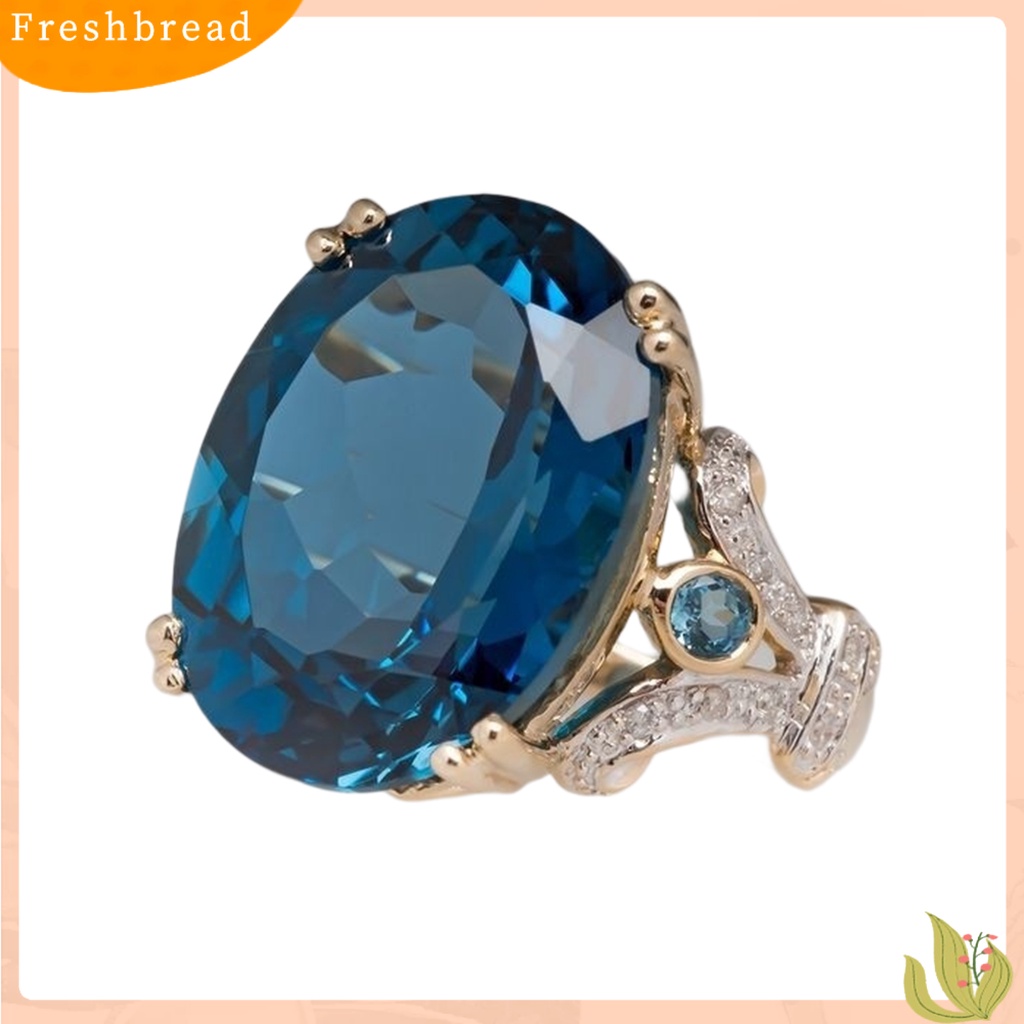 &lt; Freshbread &gt; Wanita Cincin Vintage Dua Warna Electroplating Geometris Mengkilap Terang Kilau Dekorasi Perhiasan Hadiah Telur Angsa Cubic Zirconia Pernikahan Pertunangan Cincin Untuk Anniversary