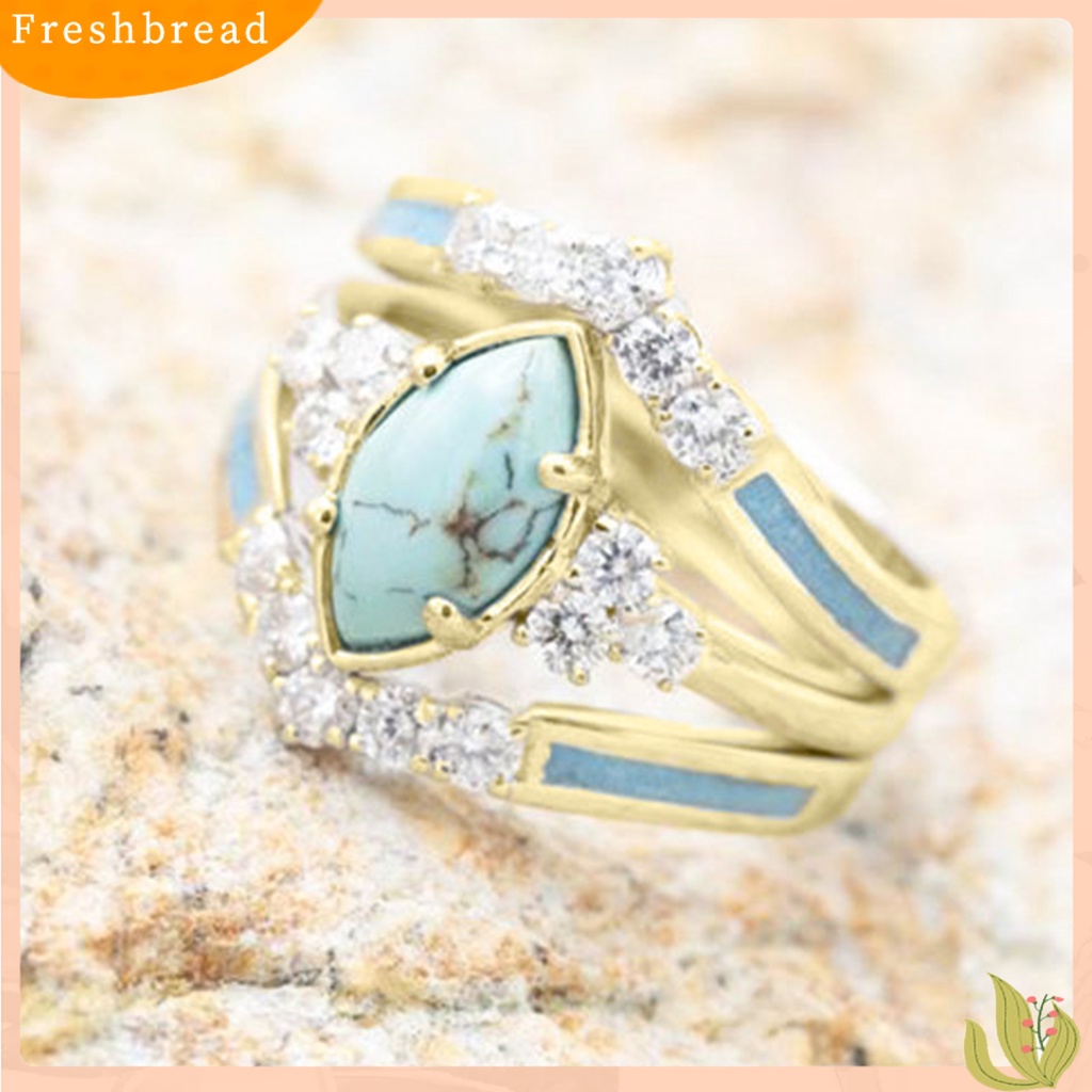 &lt; Freshbread &gt; 3Pcs/Set Wanita Cincin Set Faux Turquoise Stone Indah Mata Kucing Wanita Circlet Set Untuk Hadiah