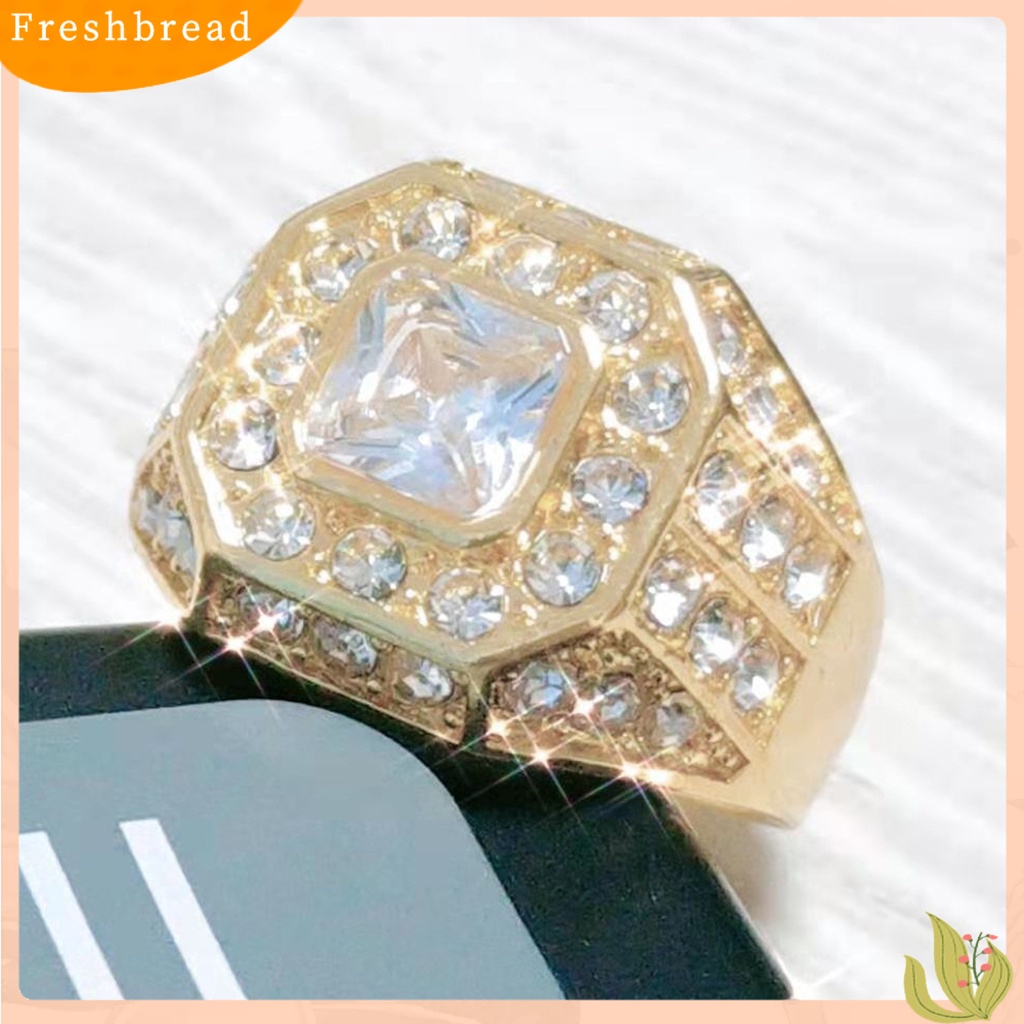 &lt; Freshbread &gt; Pria Cincin Cubic Zirconia Hip Hop Perhiasan Sparkling Fashion Penampilan Pernikahan Band Ring Untuk Pernikahan