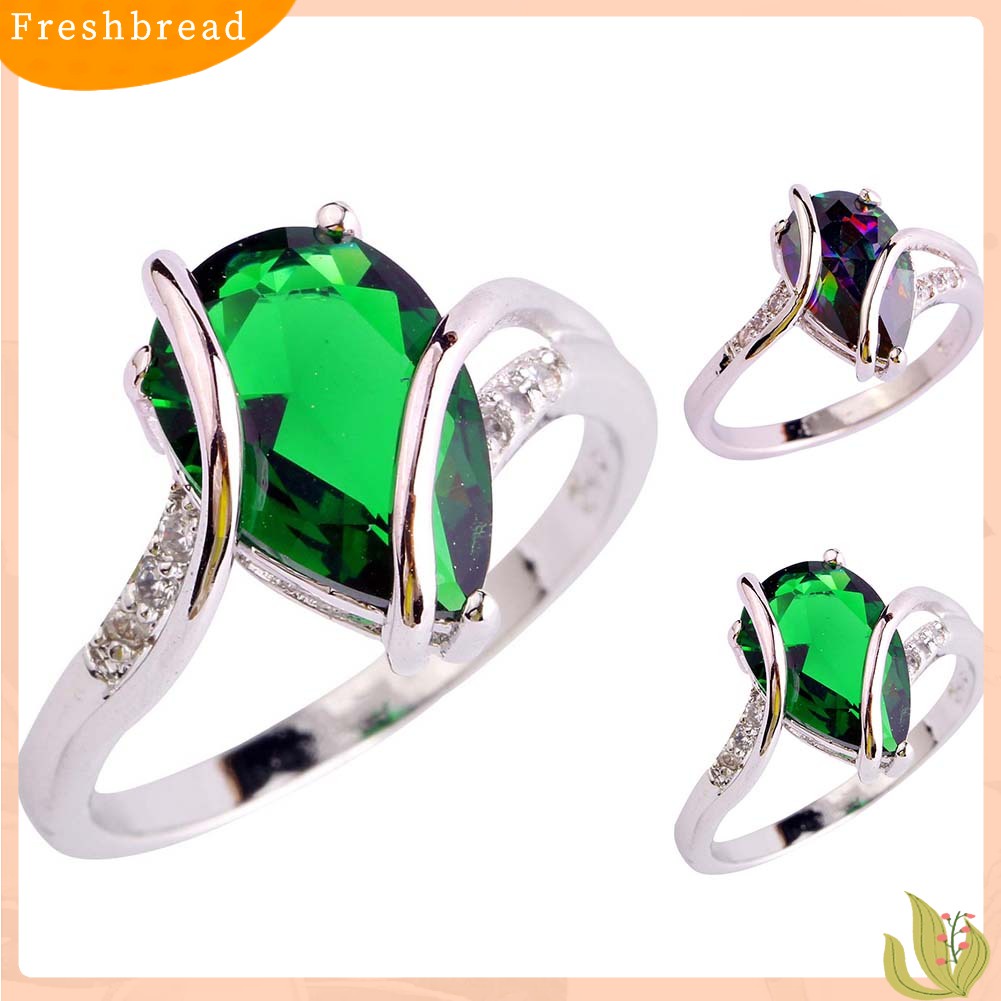 &lt; Freshbread &gt; Fashion Wanita Teardrop Bentuk Berlian Imitasi Bertatahkan Twist Cincin Hadiah Perhiasan Pernikahan