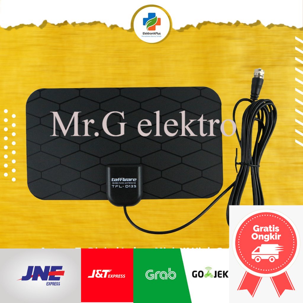 Antena Tv Digital Dalam Rumah/Indoor DVB-T2 4K High Gain 25dB - TFL-D139 Taffware Hitam