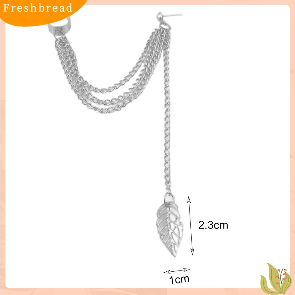 &lt; Freshbread &gt; Anting Fashion Rantai Logam Bentuk Daun Anting Menjuntai Perempuan