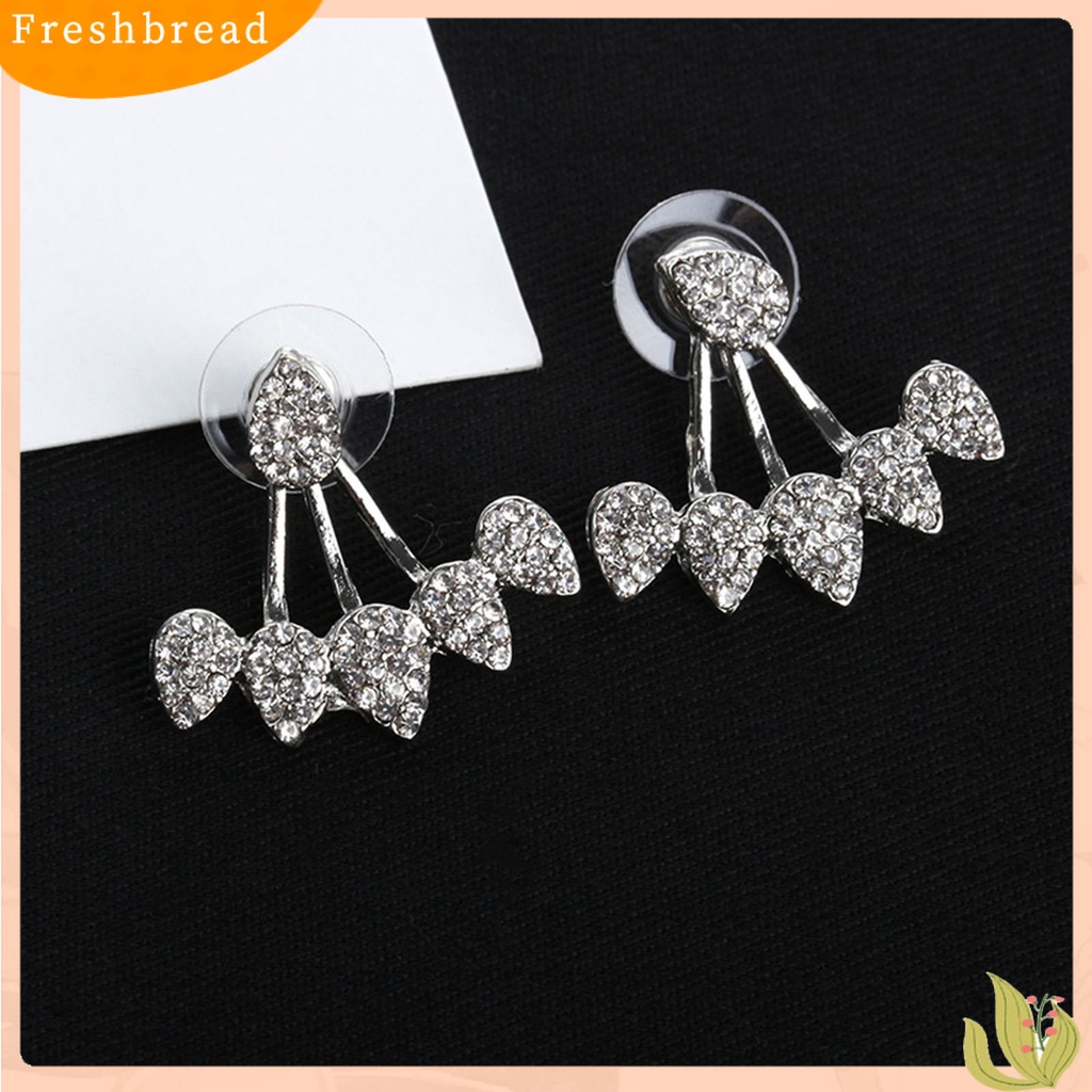 &lt; Freshbread &gt; 1pasang Tindik Menawan Wanita Anting Depan Belakang Gantung Jenis Tetesan Air Berlian Imitasi Telinga Studs Perhiasan Aksesori