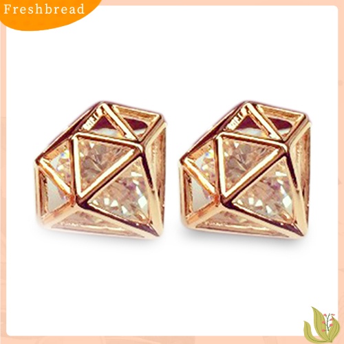 &lt; Freshbread &gt; Wanita Cubic Zirconia Berongga Telinga Studs Earrings Pesta Pernikahan Fashion Perhiasan