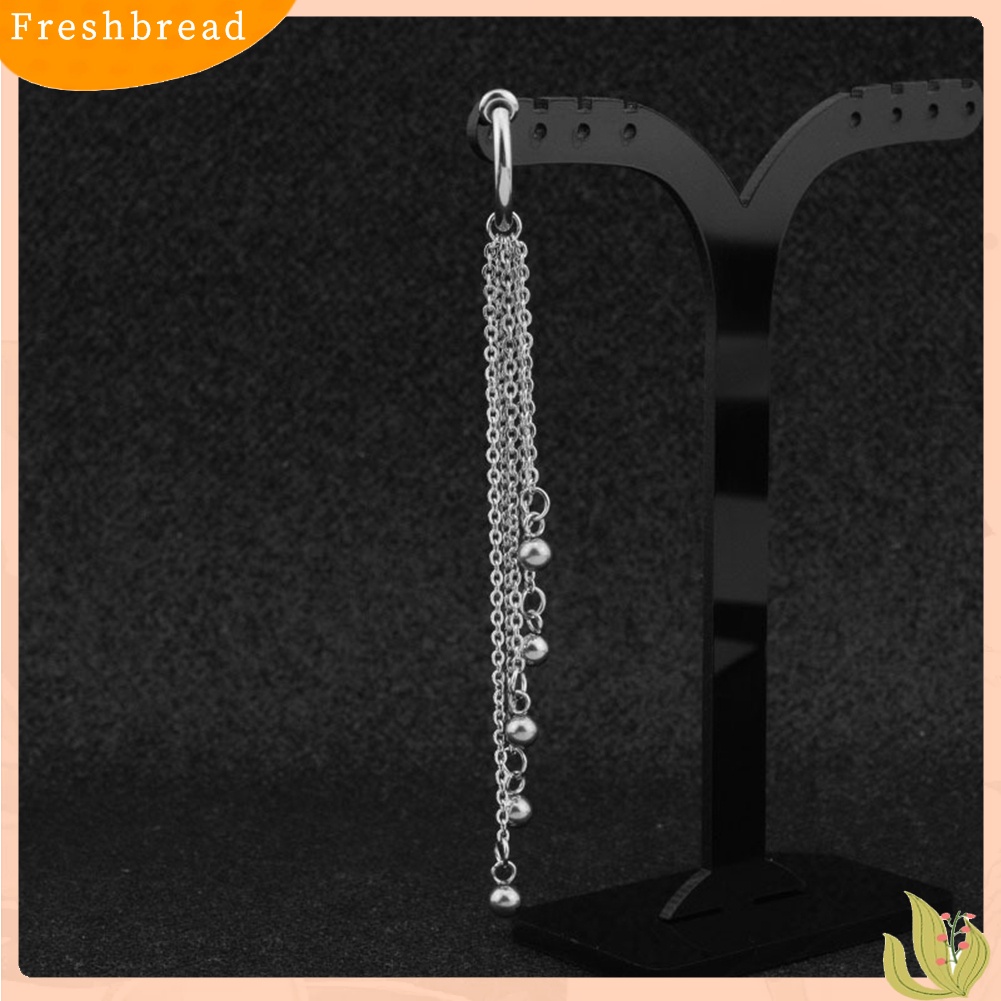 &lt; Freshbread &gt; 1Pc Unisex Manik Rumbai Menjuntai Stainless Steel Ear Stud Klip Anting Perhiasan Hadiah