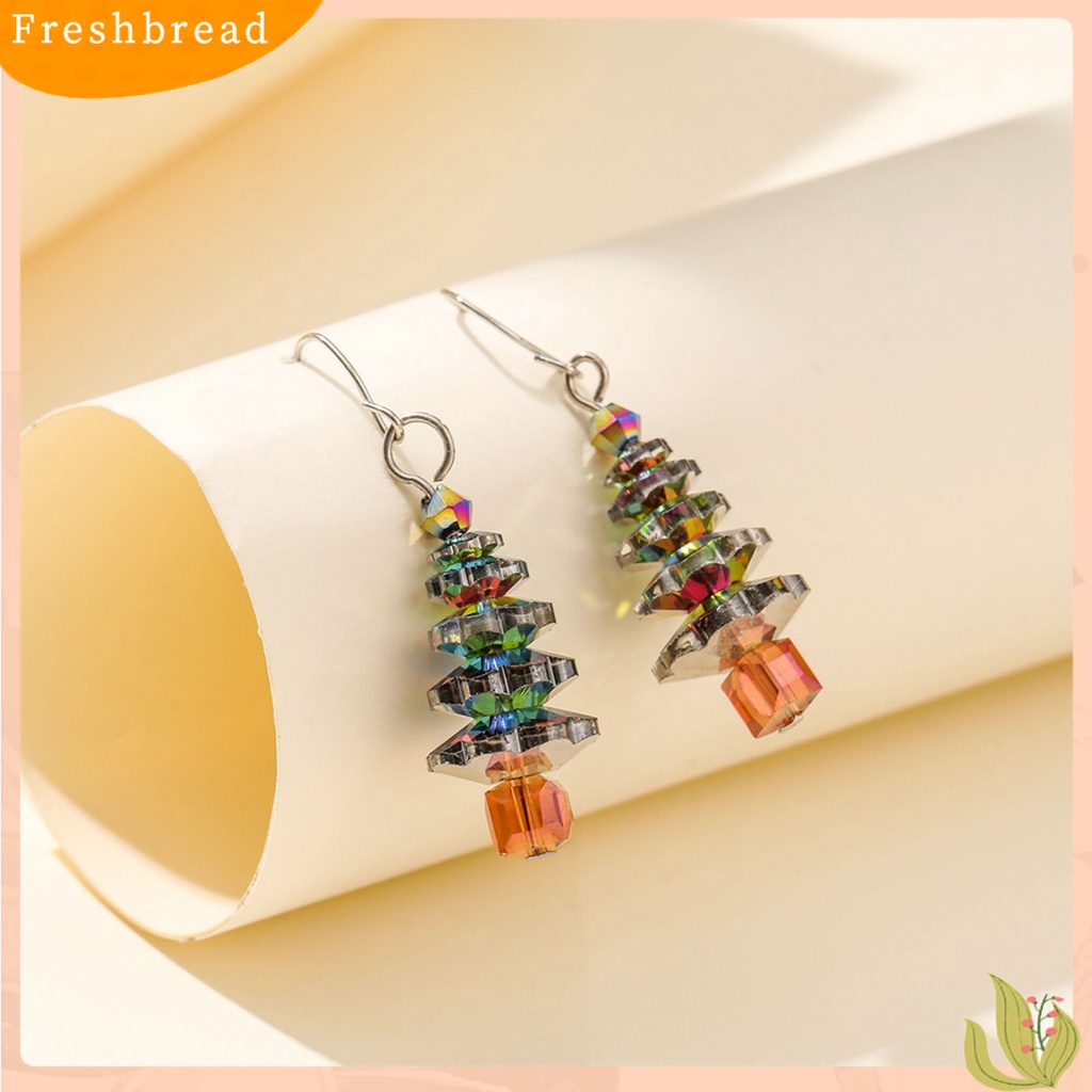 &lt; Freshbread &gt; Anting Menjuntai Nordic Pengerjaan Halus Bergaya Pohon Natal Kait Anting Kalung Untuk Gadis