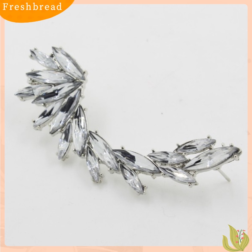 &lt; Freshbread &gt; 1Pc Klip Anting Boho Daun Berlian Imitasi Berlebihan Tahan Lama Berkilau Manset Telinga Untuk Pesta