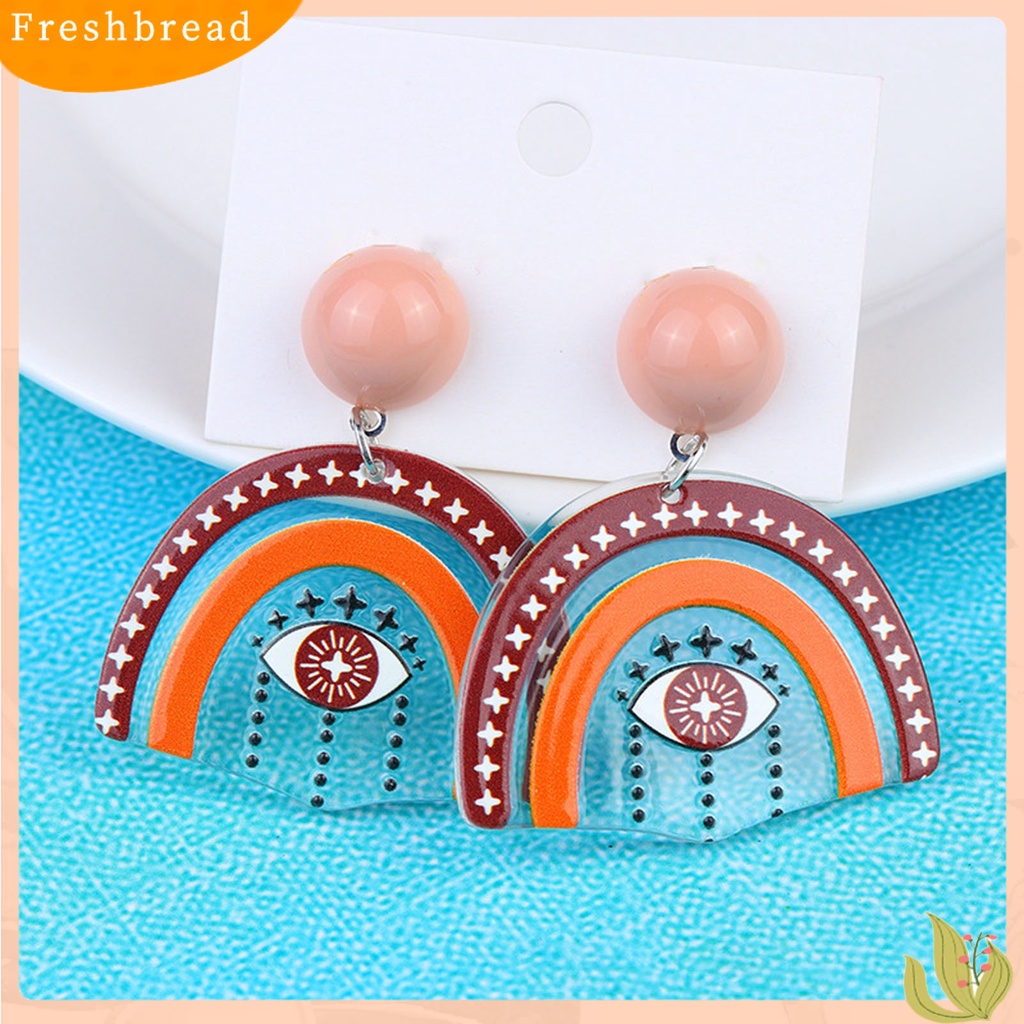 &lt; Freshbread &gt; 1pasang Anting Tusuk Lucu Bebas Alergi Akrilik Desain Kreatif Awan Pelangi Anting Menjuntai Untuk Perempuan