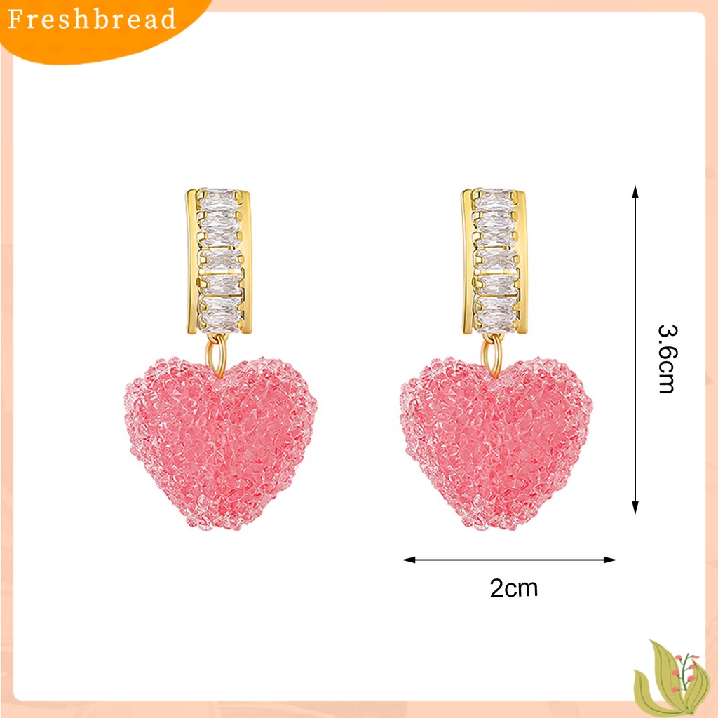 &lt; Freshbread &gt; 1pasang Anting Menjuntai Temperamen Mengkilap Elegan Geometris Berkilau Dekorasi Cubic Zirconia Wanita Cinta Hati Liontin Drop Earrings Perhiasan Untuk Perjamuan