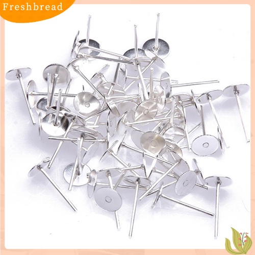 &lt; Freshbread &gt; 200 Pcs Besi Flat Earring Earrings Post Stud Membuat Perhiasan Temuan Aksesoris