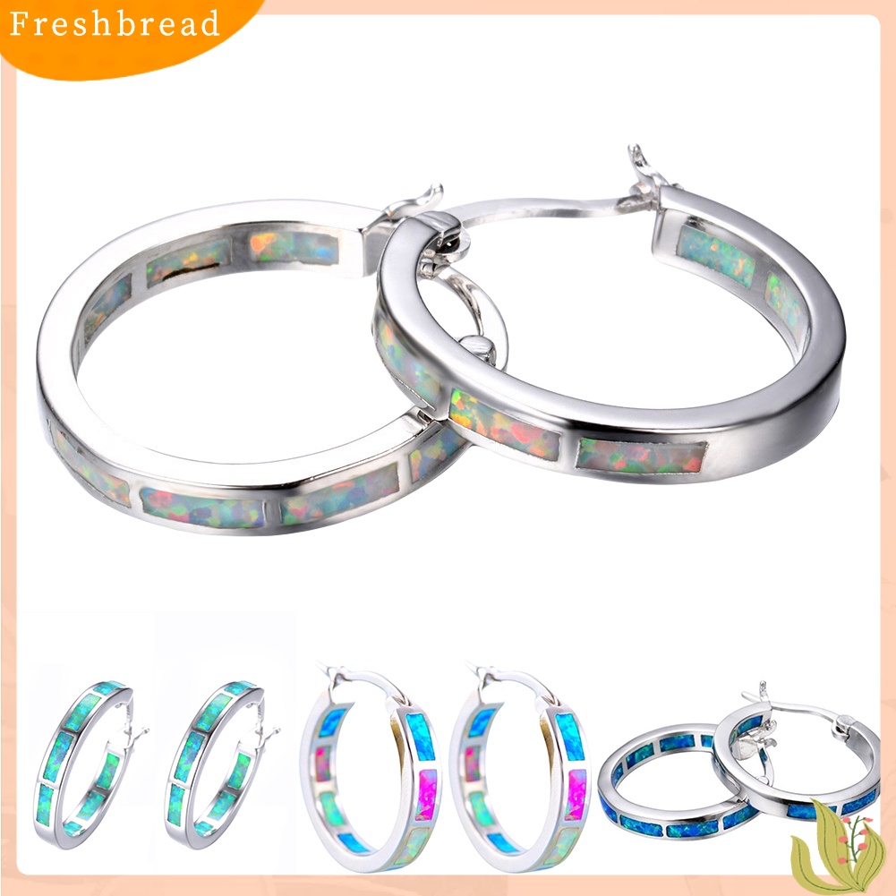 &lt; Freshbread &gt; Wanita Multicolor Faux Opal Hias Lingkaran Menjuntai Hoop Earrings Perhiasan Hadiah