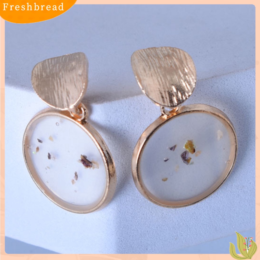 &lt; Freshbread &gt; 2Pcs Aksesoris Perhiasan Kerang Geometris Persegi Retro Alloy Anting Untuk Pesta