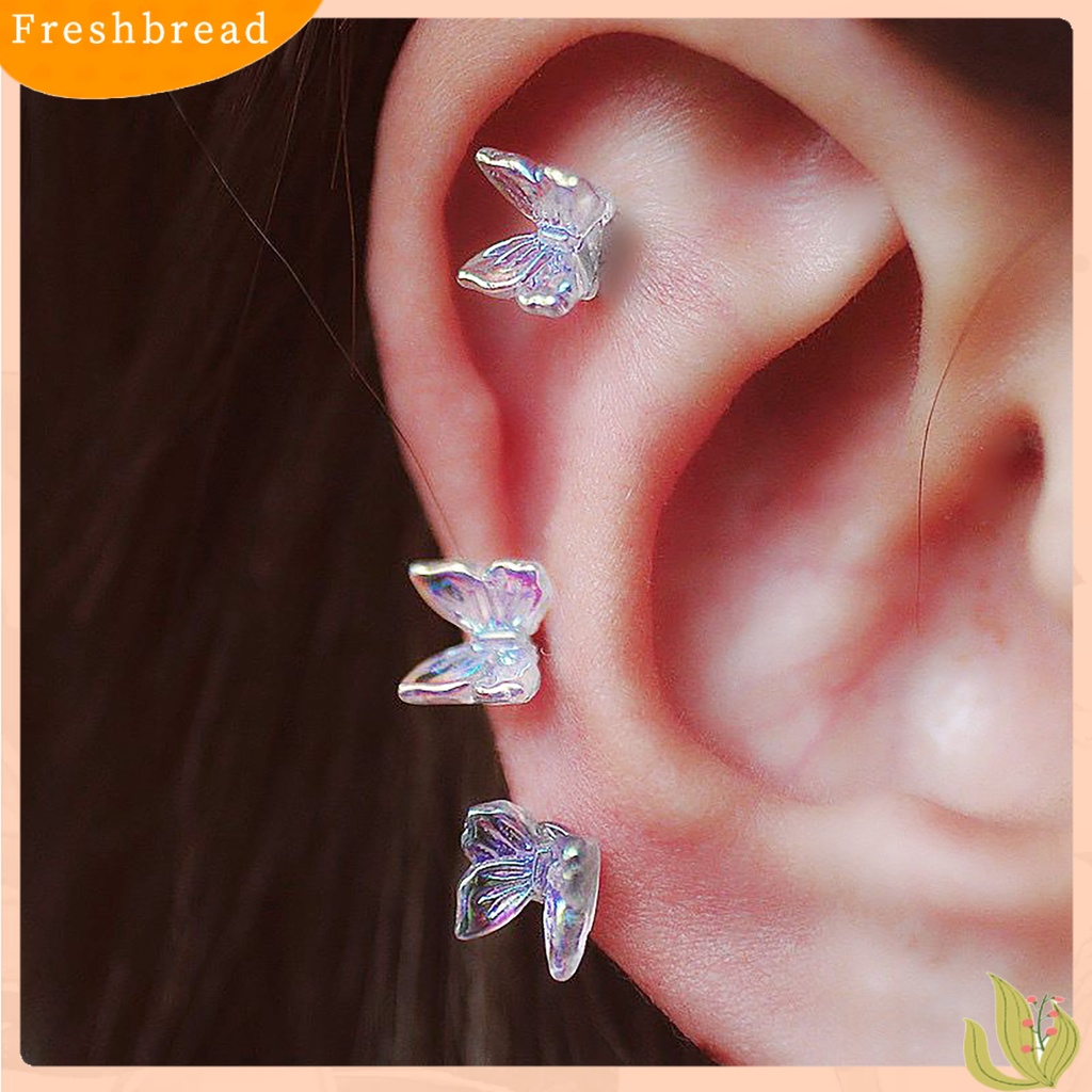 &lt; Freshbread &gt; 3Pcs Ear Studs Eye-catching Menawan Resin Wanita Stud Cincin Telinga Piercing Perhiasan Dekor Untuk Gadis