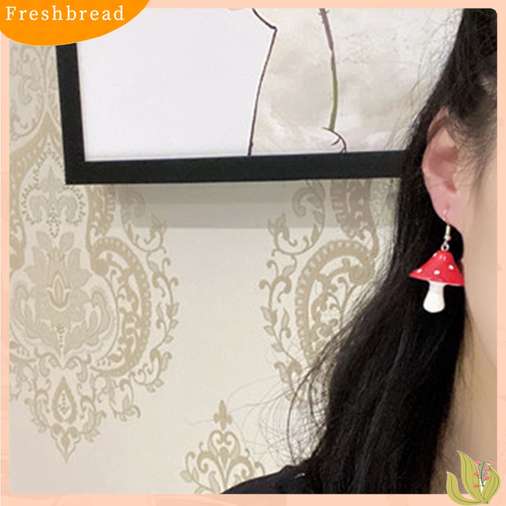 &lt; Freshbread &gt; 1pasang Anting Jamur Perhiasan Aksesoris Hadiah Resin Simulasi Jamur Panjang Liontin Anting Untuk Anniversary