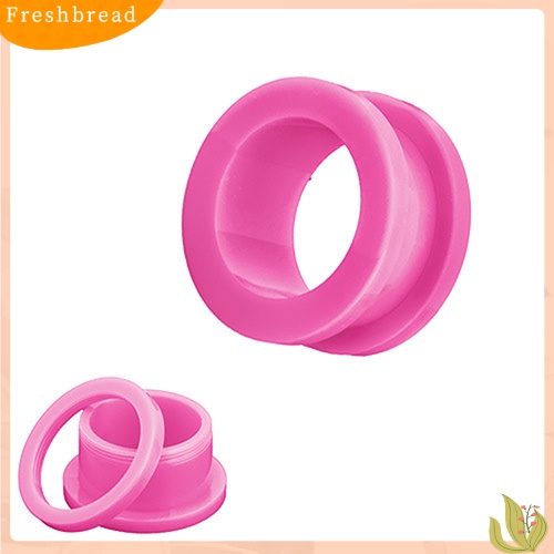 &lt; Freshbread &gt; 1pasang Katrol Desain Berongga Besar Flare Earring Ear Gauges Ring Soft Plugs Tunnels