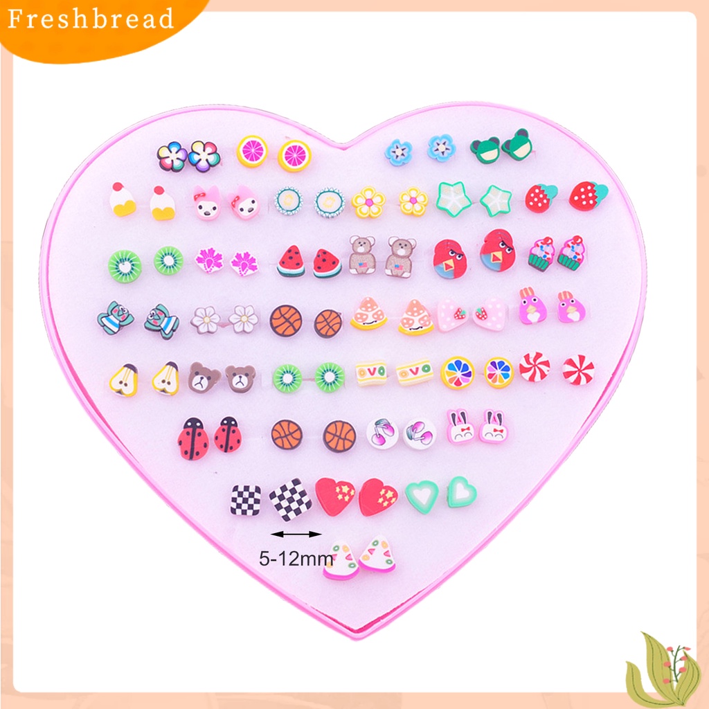 &lt; Freshbread &gt; 36pasang Wanita Ear Studs Set Shining Multiwarna Kartun Ringan Tidak Bahaya Hias Stainless Bentuk Berbeda Stud Earrings Set Hadiah