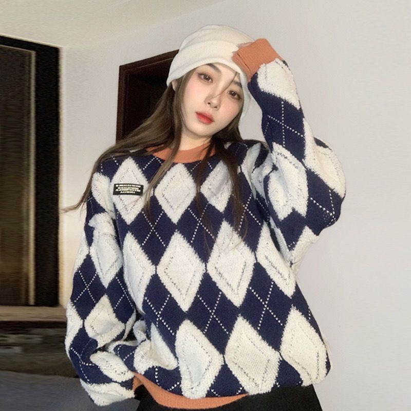 IMPORT CHRISTMAS EDITION MERRY THICK WINTER ARGYLLE SWEATER 3D KNIT WOOL SWITER BAJU HANGAT WANITA MUSIM DINGIN TEMA NATAL KOREAN STYLE