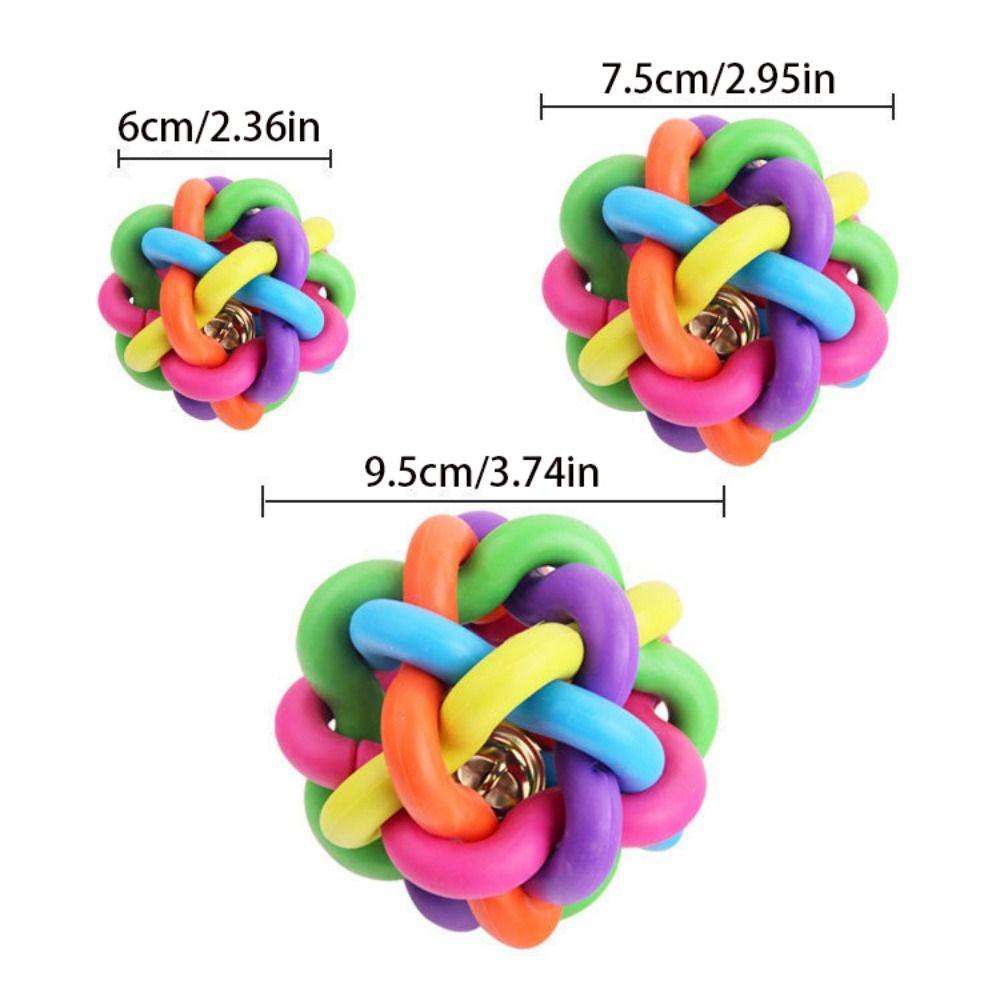 [Elegan] Dog Chewing Ball Colorful Tahan Lama Dengan Bell Round Aksesoris Anjing Pet Training Ball