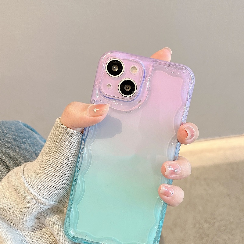 IPHONE Untuk Iphone14 13 12 11 Pro Max Anti-drop Handphone border phone Casing Pelindung Gradasi Transparan
