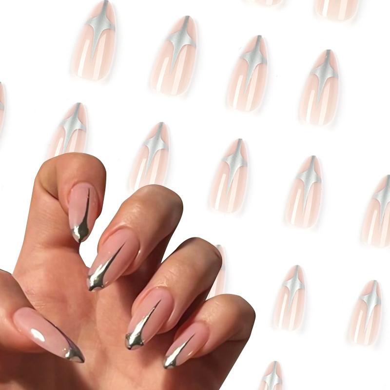 24pcs/set French Press on Kuku Palsu Penutup Penuh Buatan Wearable Nail Beauty Tips Naked Butterfly Flower Kuku Palsu Alat Seni