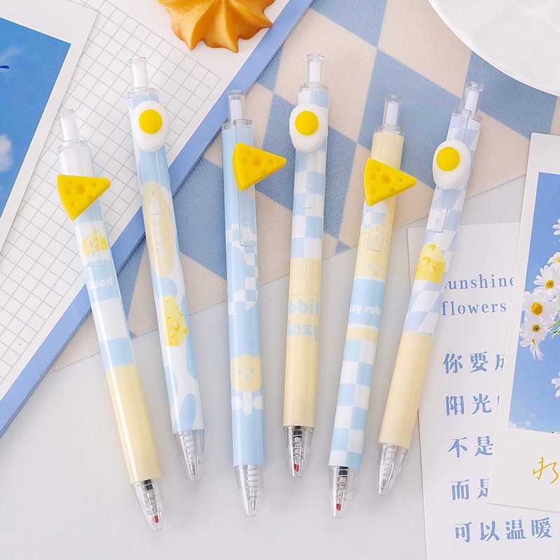 Hitam Refill Test Tulisan Pen Portable Student Signature Pen Dengan Pen Holder INS Wind Cute Flower Push Neutral Pen