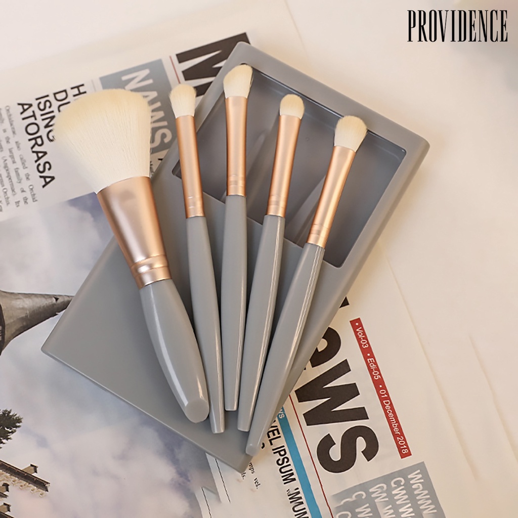 Providence 5Pcs/Set Makeup Brush Dengan Cermin Bulu Lembut Pegangan Non-slip Mudah Dibawa Eyeshadow Multifungsi Bedak Longgar Brush Kit Kosmetik