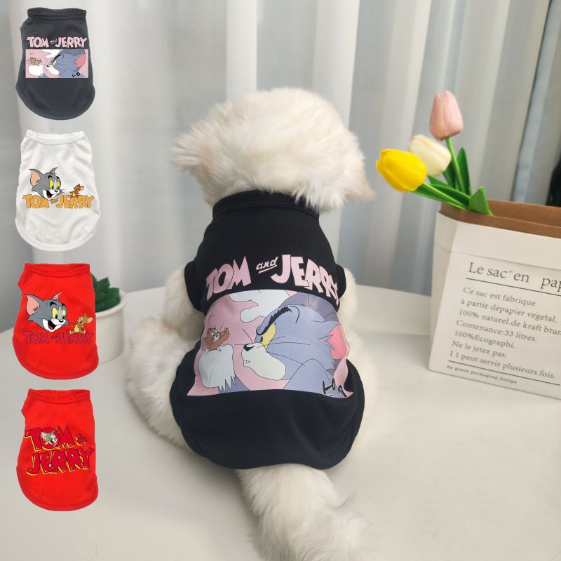 Rompi Anjing New Teddy Mini Medium Large Dog Cotton Tank Top Produk Pet Pakaian Tom &amp; Jerry Text