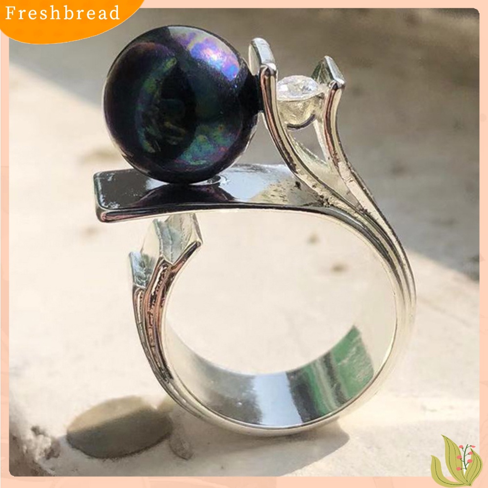 {In Stock} Fashion Wanita Mutiara Imitasi Berlian Imitasi Bertatahkan Jari Cincin Hadiah Perhiasan Pernikahan