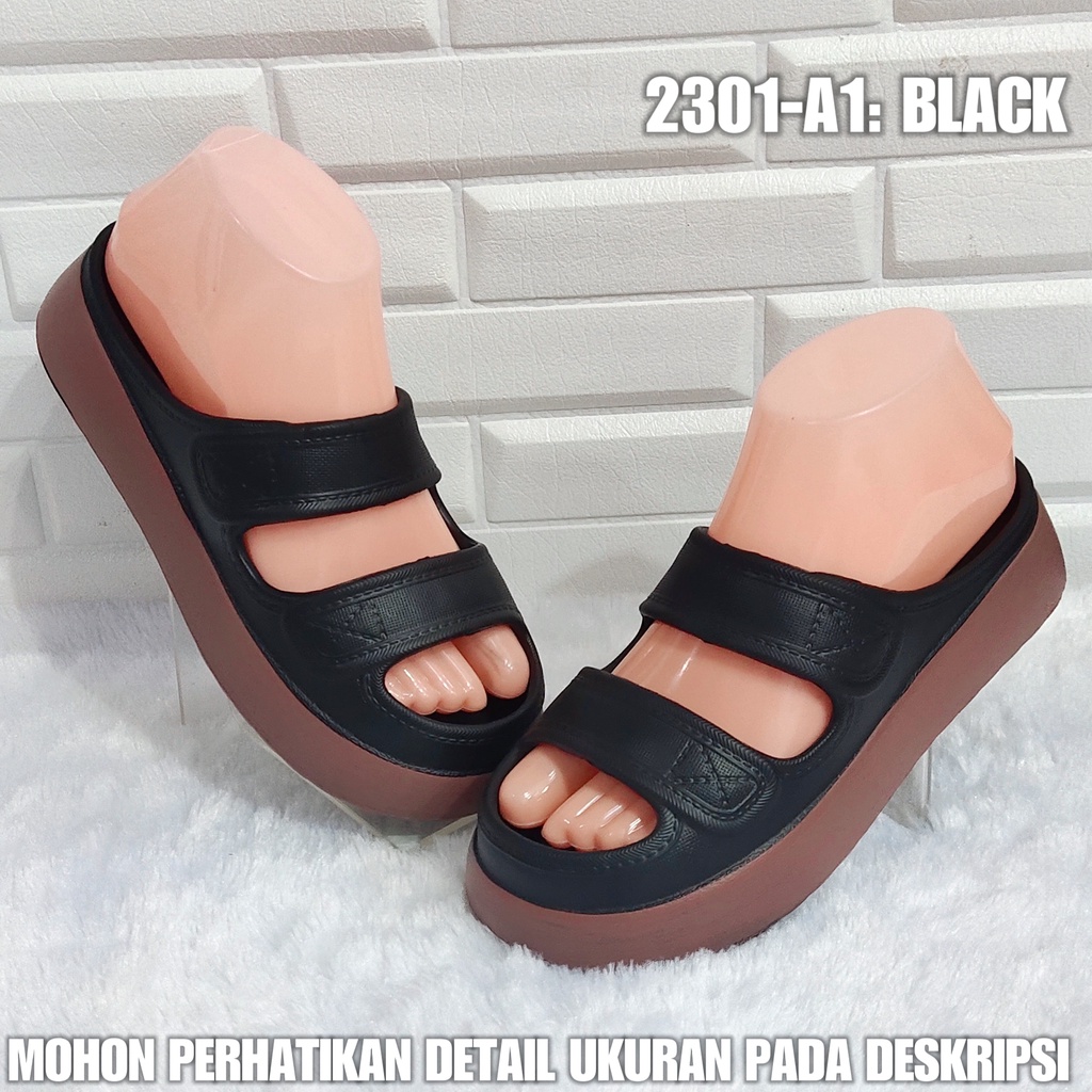 Sendal bakpao VIRAL 2301 A1 Sandal Wedges Wanita import SDLWW