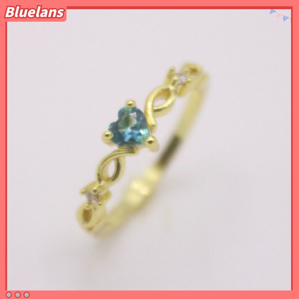 {In Stock} Wanita Fashion Hati Cubic Zirconia Tergabung Hollow Band Cincin Hadiah Perhiasan Pernikahan