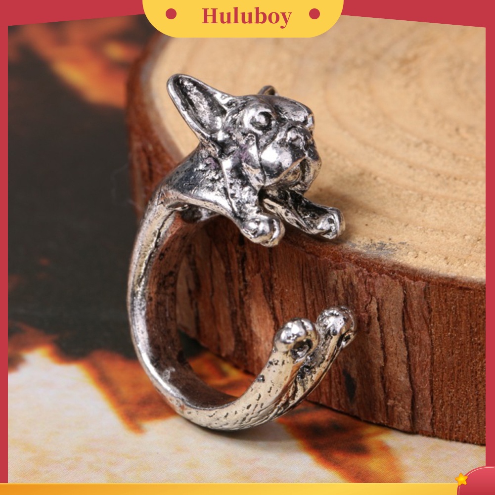 {Ready Stock} Adjustable Retro Bulldog Bukaan Cincin Unisex Hewan Lubang Banteng Anjing Punk Perhiasan