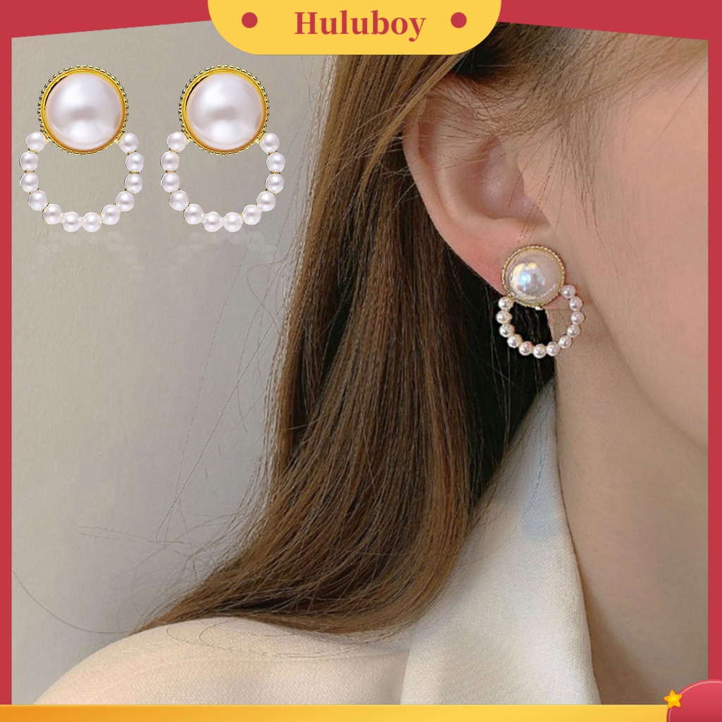 {Ready Stock} 1pasang Anting Wanita Gaya Perancis Retro Elegan Berlapis Emas Hypoallergenic Hadiah Fashion Perhiasan High Gloss Faux Pearl Cross Ladies Earrings Untuk Pesta