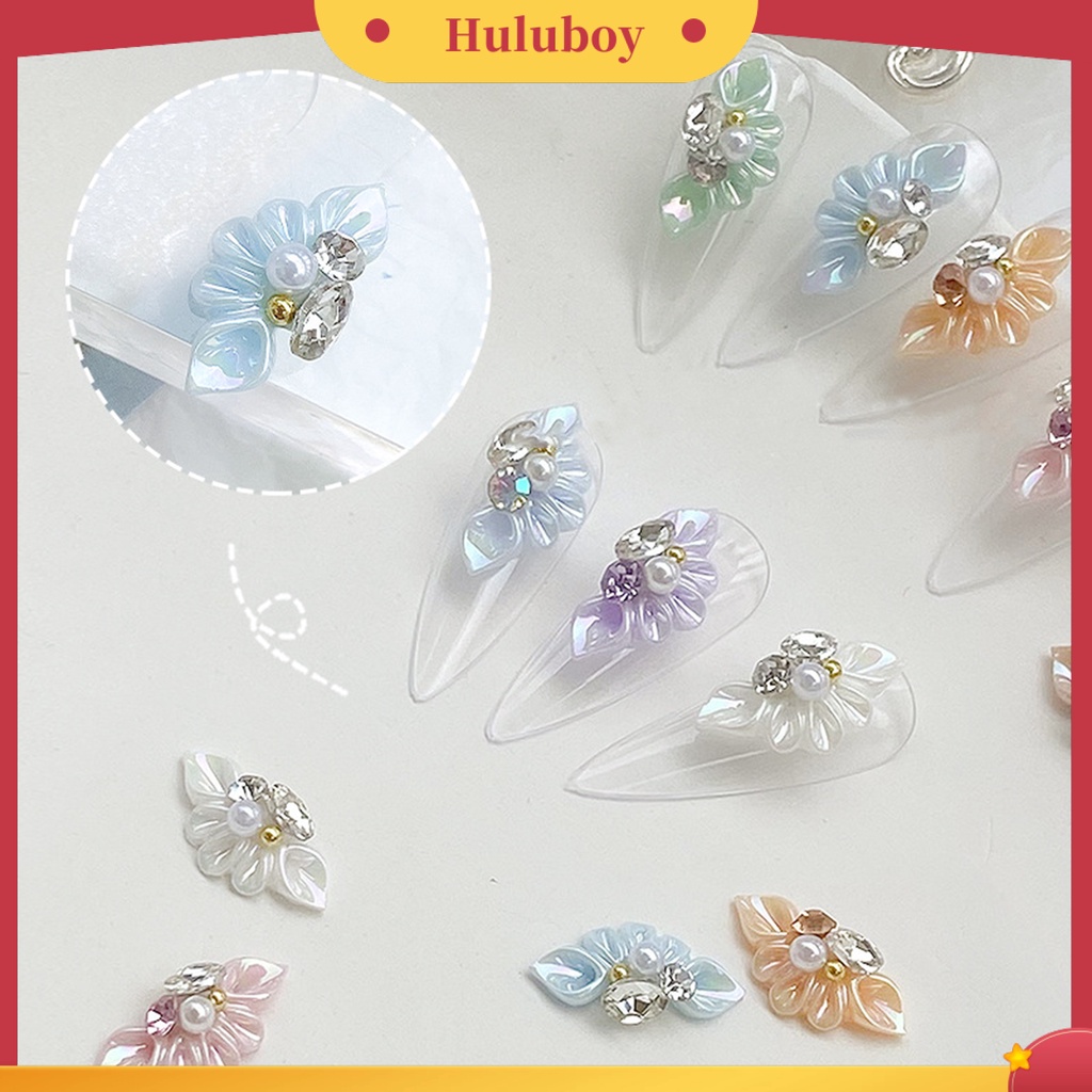 {In Stock} 10Pcs Dekorasi Kuku Bentuk Bunga Warna Hidup Desain Mutiara Imitasi Mengkilap Efek Visual Resin 3D Floral Type DIY Manicure Charms Kerajinan Untuk Salon Kuku