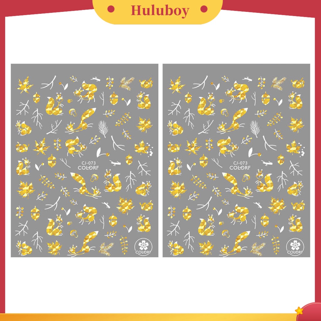 {In Stock} 2lembar Stiker Nail Art Gloss Perekat Diri Tidak Luntur DIY Kuat Lengket Kupu-Kupu Maple Daun Manicure Decal Nail Salon Supply