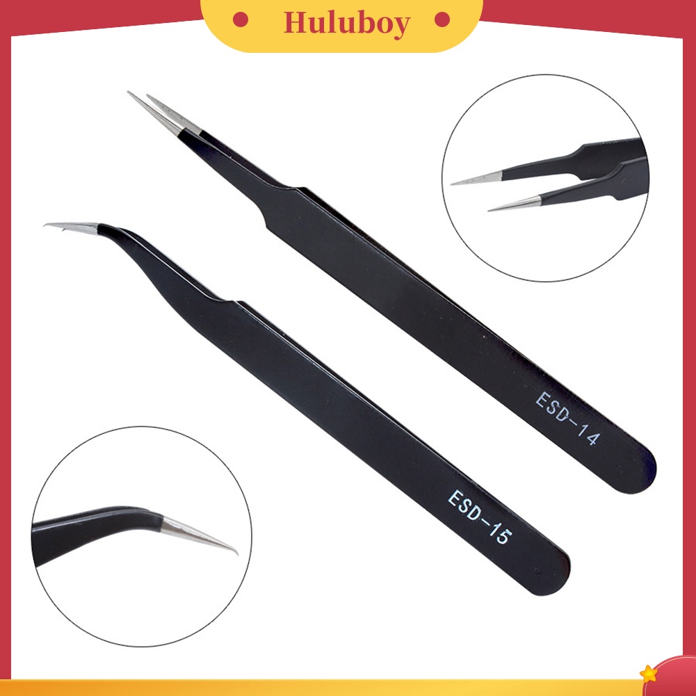 {In Stock} 2Pcs Penjepit Bulu Mata Lurus Melengkung Stainless Steel Klip Nail Art Alat Makeup