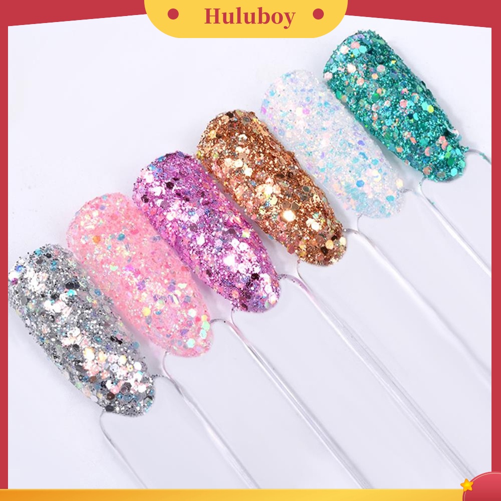 {In Stock} 6Pcs Colorful Manicure Pigments Paillette Lase-r Sequin Nail Glitter Bubuk