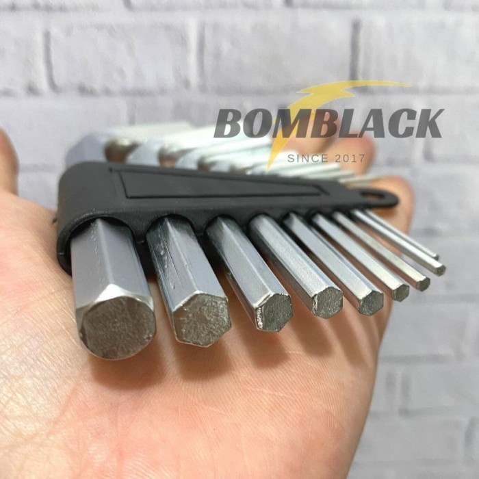 Kunci L Pendek 9 pcs Rata Hexagonal Short Arm Hex Key Wrench Set TERMURAH
