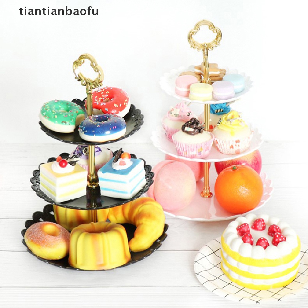 [tiantianbaofu] 3tingkat Nampan Kue Pesta Liburan Cake Stand Piring Buah Dessert Candy Table Tray Butik