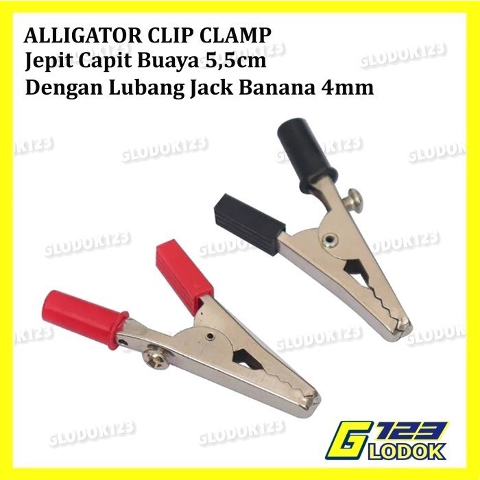 Jepit Capit Buaya Besar 5.5cm Aki Accu Alligator Clip Test Probe Plug