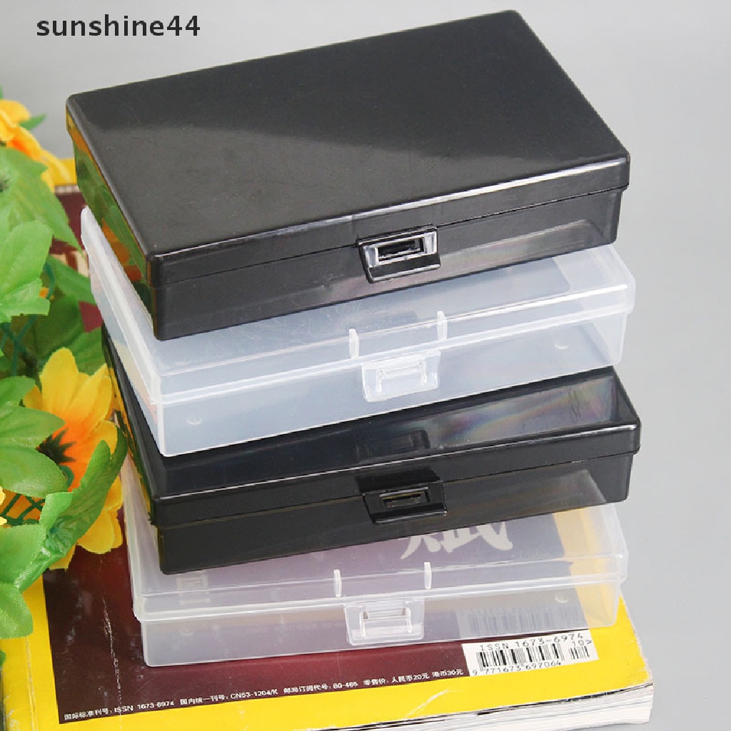 Sunshine Kotak Penyimpanan Plastik Transparan Persegi Panjang Organizer Stiker Box Wadah Desktop Snap Dustproof Tahan Lama Tempat Penyimpanan Perhiasan ID