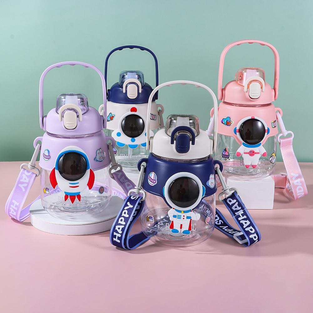 TOP Botol Air Minum Anak Sekolah Tali Bahu Adjustable Tumbler Olahraga Tema Astronot