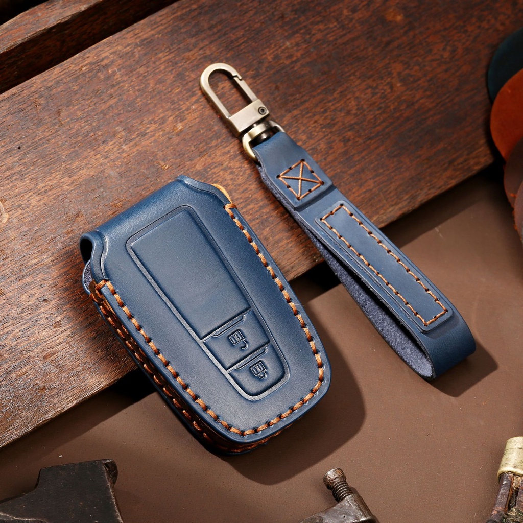 Crazy Horse Kulit Case Kunci Mobil Fob Cover Untuk Toyota Camry RAV4 Highlander Avalon C-HR Prius Corolla GT86 Aksesoris Mobil