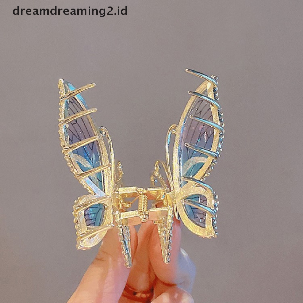 (hot) Butterfly Matte Hair Clip Fashion Wanita Hair Claw Shark Clip Jepit Rambut Klip Belakang Aksesoris Rambut Klip//