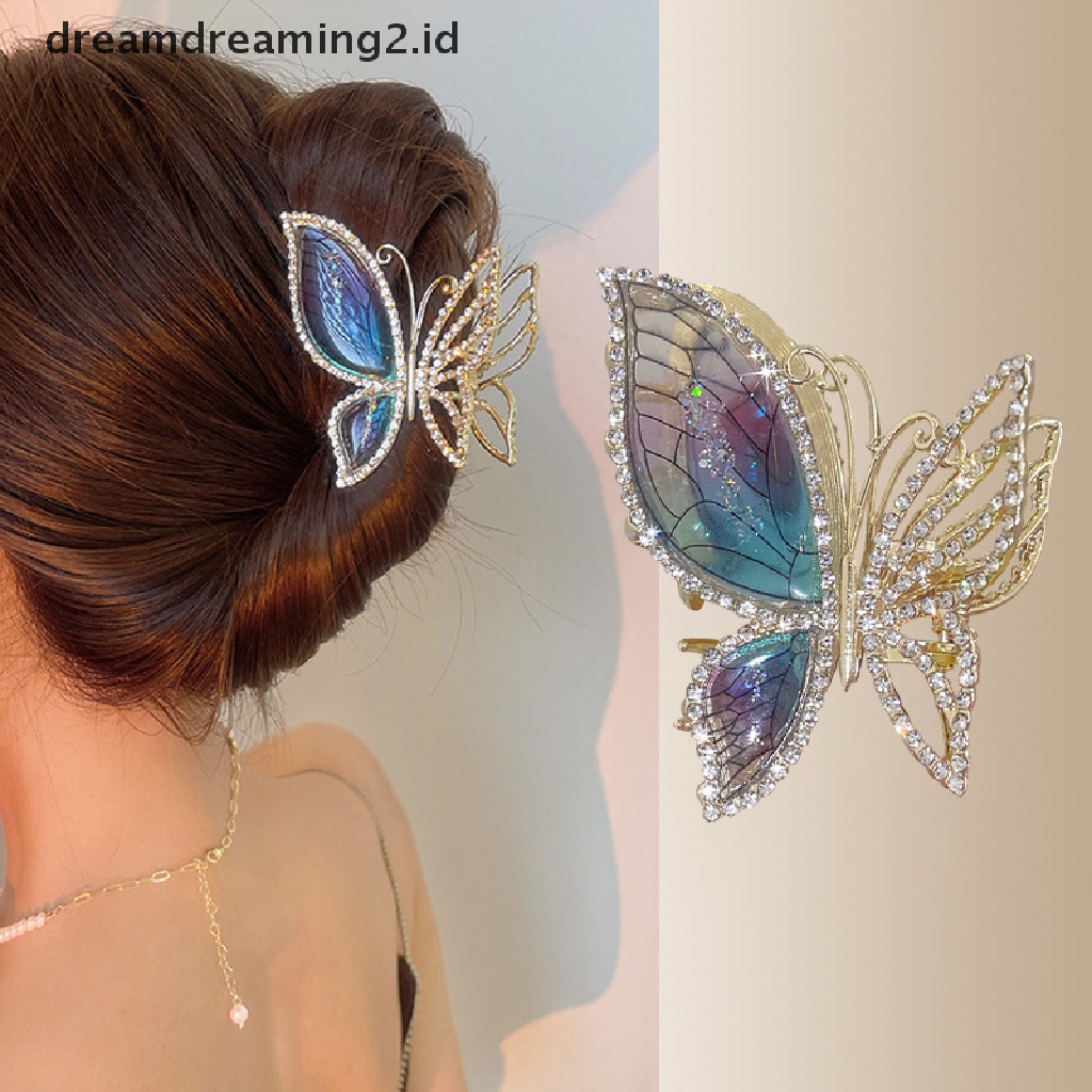 (hot) Butterfly Matte Hair Clip Fashion Wanita Hair Claw Shark Clip Jepit Rambut Klip Belakang Aksesoris Rambut Klip//