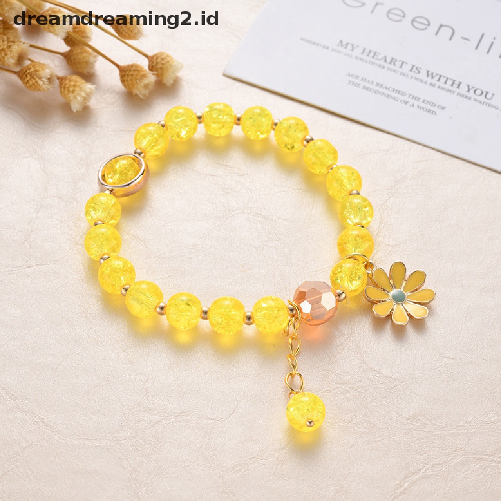 (hot) Korean Crystal Bracelet Pink Cute Girly Bracelet Daisy Gelang Tangan Perempuan Gelang Wanita Aksesoris Fashion//