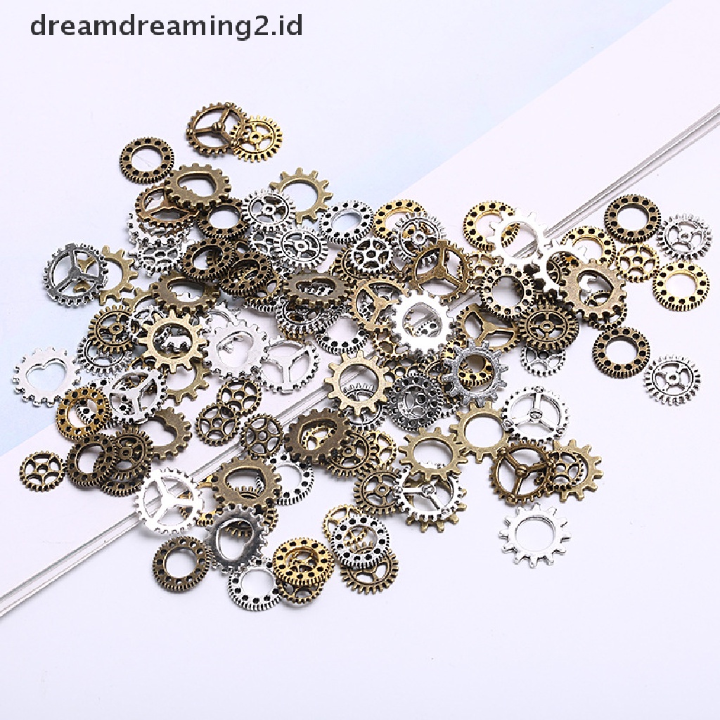 (hot) 100 Pcs Antik Steampunk Mini Roda Gear Ch Liontin DIY Membuat Perhiasan Craft//